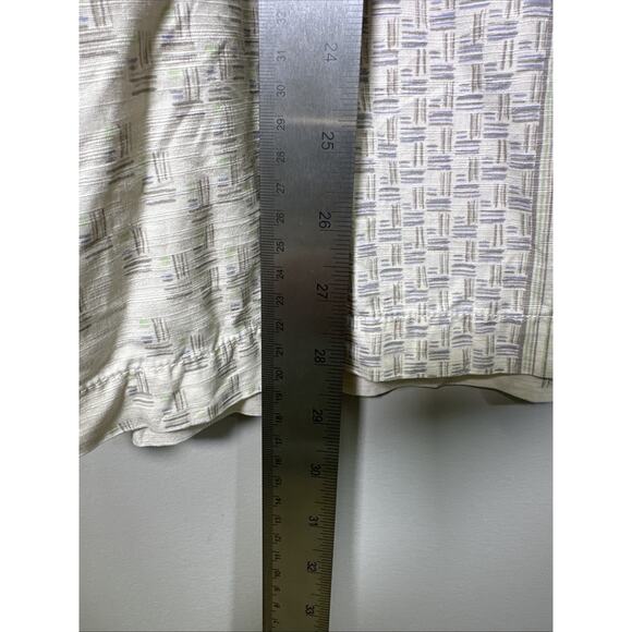 Tommy Bahama Silk Button Down Mens Large Cream Geo Print 90's Y2K Tropical Beach - Picture 9 of 9